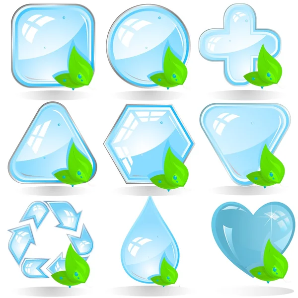 stock vector ECO of an icon with water crystals