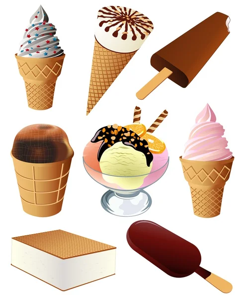 Coleção de sorvetes — Vetor de Stock