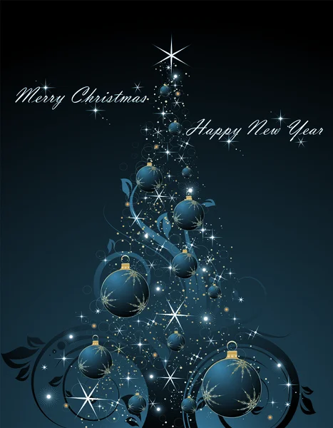Weihnachtsbaum auf dunkelblauem Hintergrund) — Stockvektor