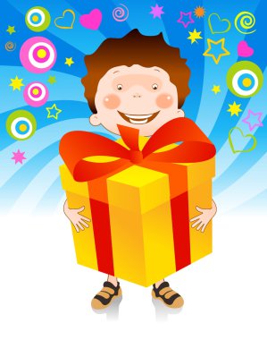 Child with a gift clipart