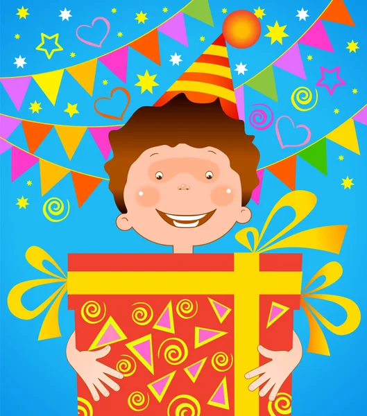 stock vector Boy with a gift birthday