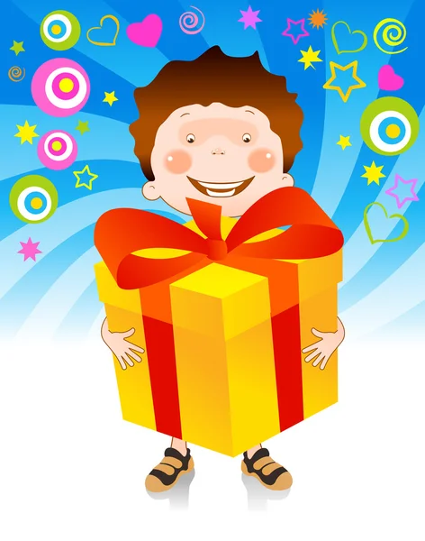Enfant avec un cadeau — Image vectorielle
