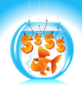 Goldfish aquarium dollar clipart