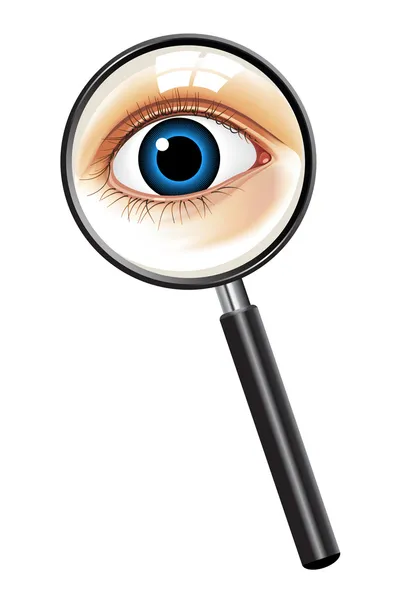 Magnifying glass eye — Stock Vector