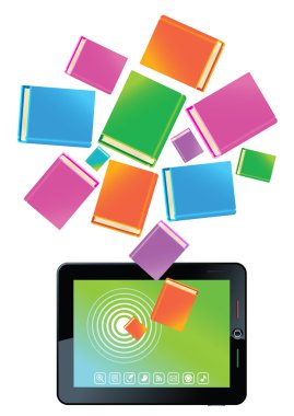Tablet books clipart