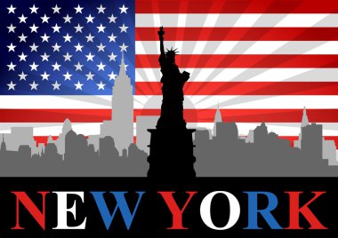 New York Liberty and Flag clipart