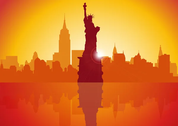 Nova Iorque ao pôr-do-sol — Vetor de Stock