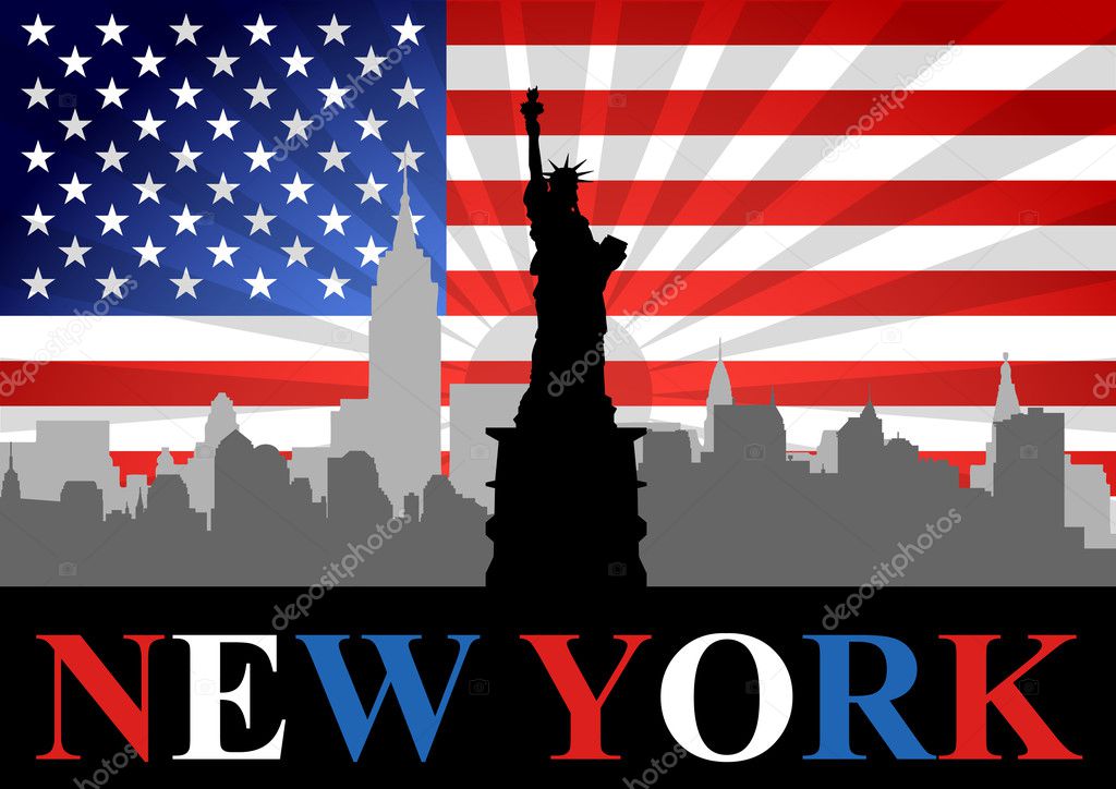 New York Liberty and Flag