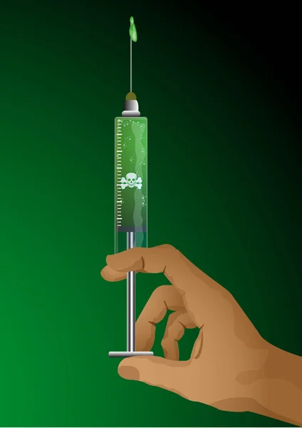 Poison Syringe Hand — Stock Vector
