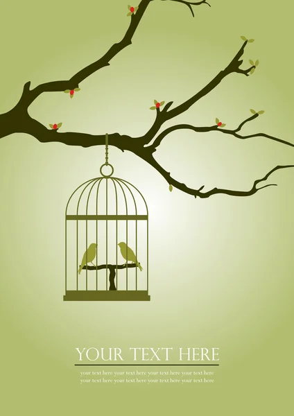 Oiseau et cage Vintage — Image vectorielle