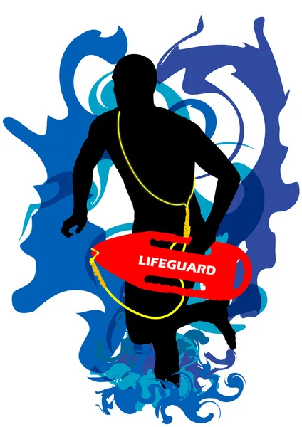 Lifeguard on Action — Stock Vector