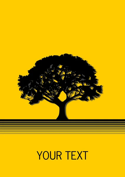 Pohon dengan latar belakang kuning - Stok Vektor