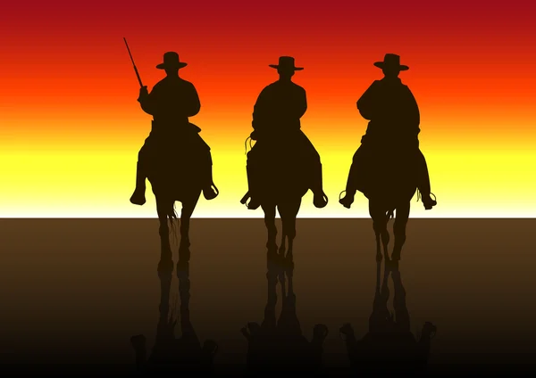Amerykański jeździec na zachodzie słońca — Wektor stockowy