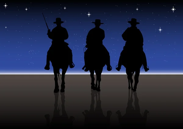 夜のアメリカの馬ライダー — ストックベクタ