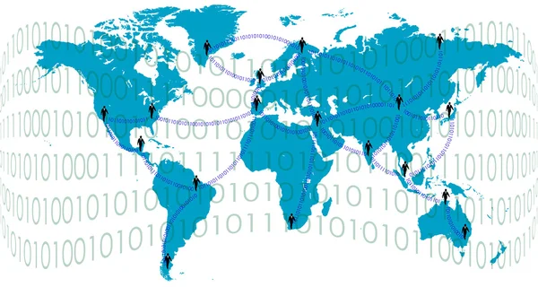 Ikili kod global iş dünyasının bağlanmak — Stok Vektör