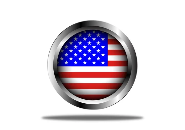 USA Flag Button — Stock Vector