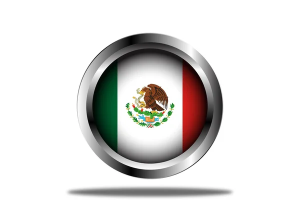 Mexico Flag Button — Stock Vector
