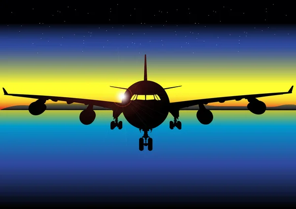 Letadlo za svítání — Stockový vektor