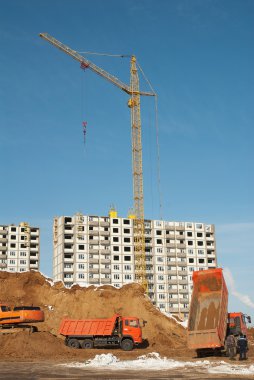 Construction of residential in suburbs of Moscow clipart