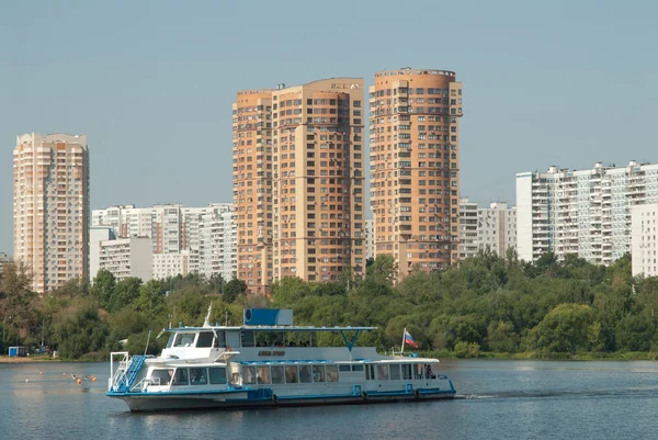 stock image Moscow cityscape near river