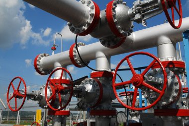 Russian oil production. Installation unit on oilfield clipart