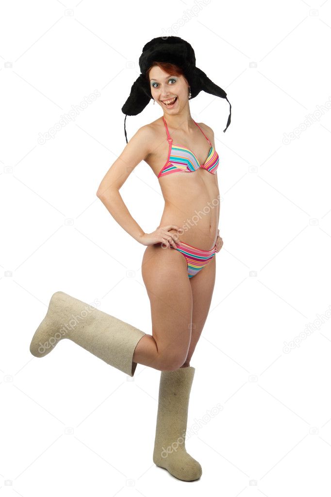 Girl in swimsuit smile