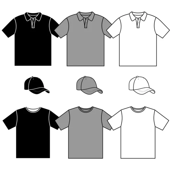 Ανδρικά t-shirt και καπέλο του μπέιζμπολ. — Διανυσματικό Αρχείο