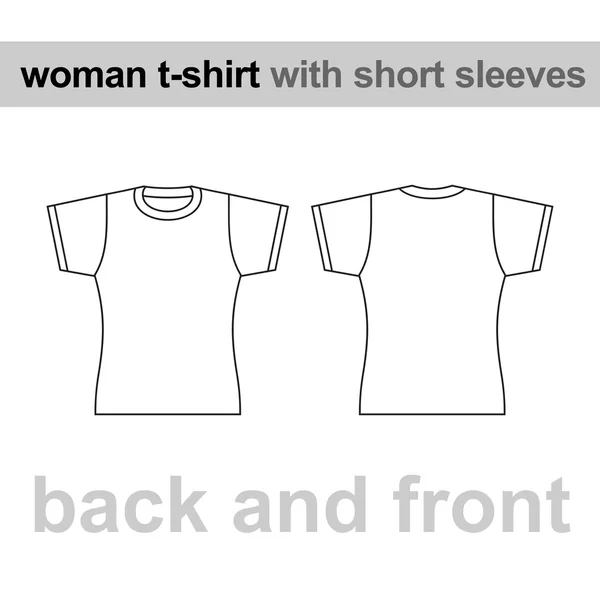 T-shirt kvinna med korta ärmar. — Stock vektor