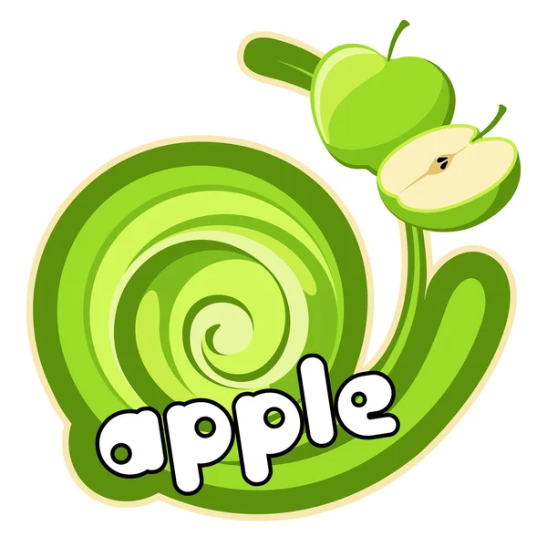 Πράσινο μήλο αυτοκόλλητο. — Διανυσματικό Αρχείο