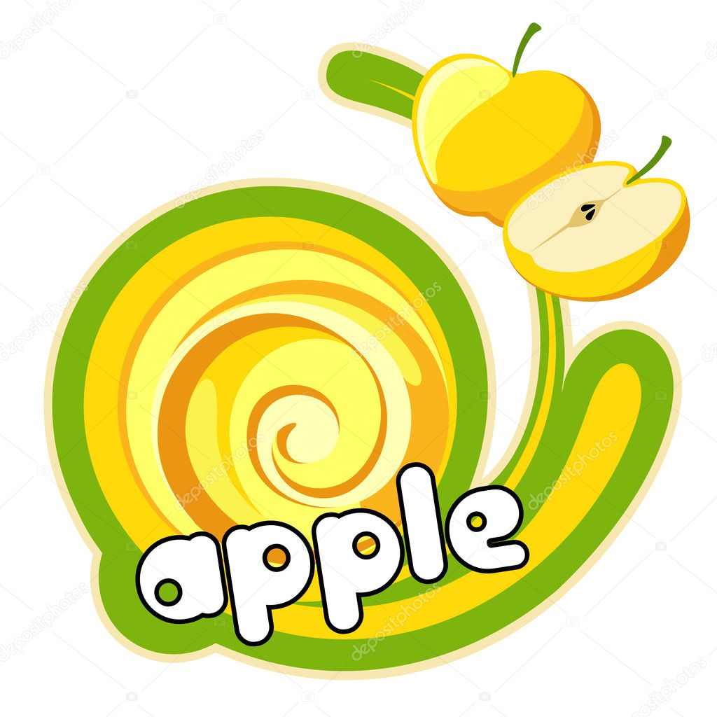 Yellow apple label.