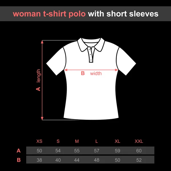 Polo camiseta mujer con mangas cortas . — Vector de stock