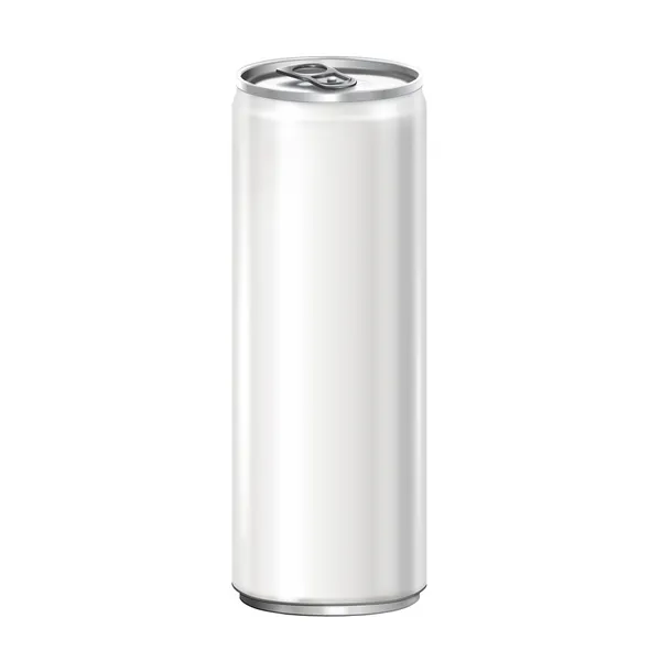 Lata de aluminio blanco sobre fondo blanco . — Foto de Stock