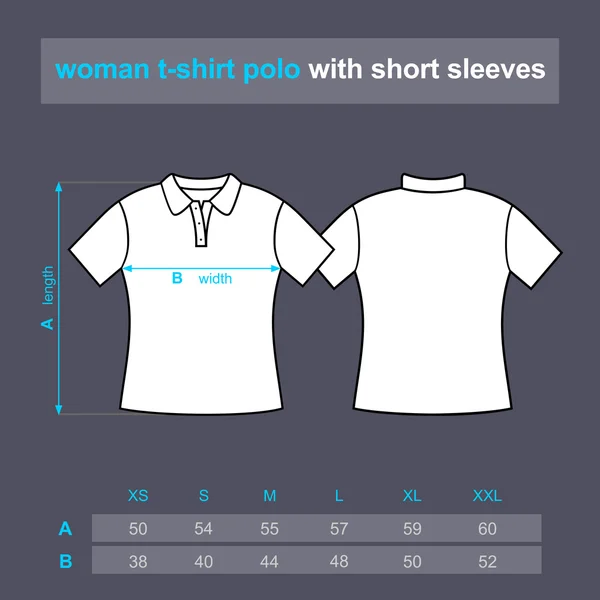 Polo camiseta mujer con mangas cortas . — Vector de stock