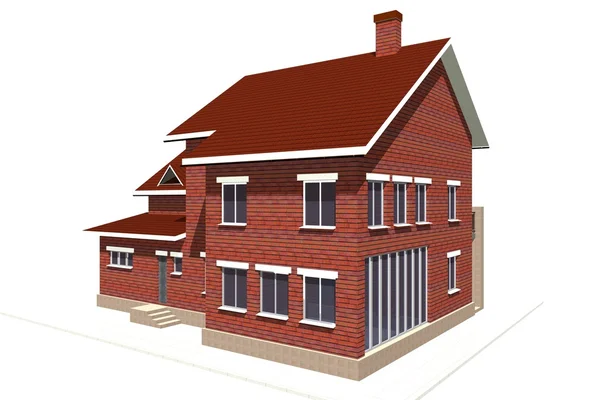 3D dům izolovaných na bílém vykreslen obecný — Stock fotografie