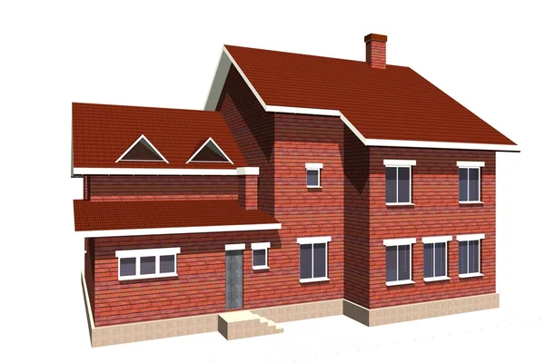 3D hus isolerat på vita återgivna generic — Stockfoto
