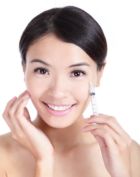 Inyección cosmética de botox en la cara de la mujer —  Fotos de Stock