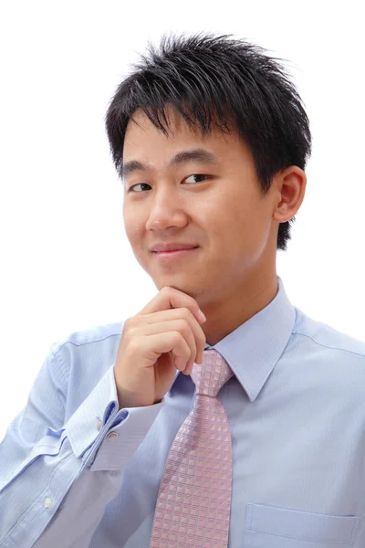 Joven hombre de negocios sonrisa confiada cara —  Fotos de Stock