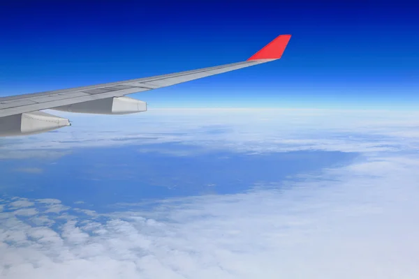 Лети над голубым небом и белым облаком — стоковое фото