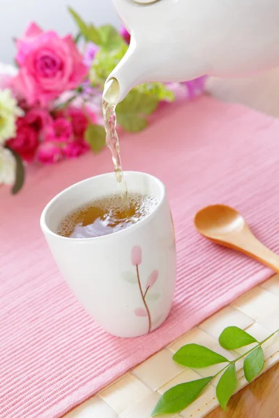 Hora do chá da felicidade — Fotografia de Stock
