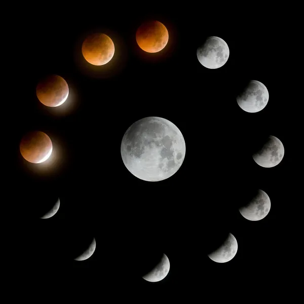 Una serie de eclipse lunar total — Foto de Stock