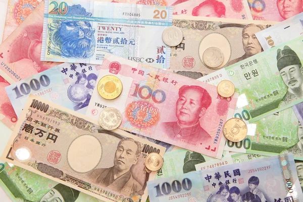 Fundo de moeda asiática — Fotografia de Stock