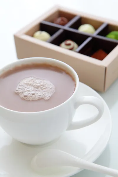 Delicious handmade sweet chocolate and hot cocoa — Stock Photo, Image