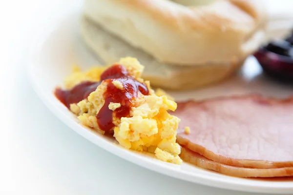 美味的早餐 （鸡蛋），对健康有益 — 图库照片