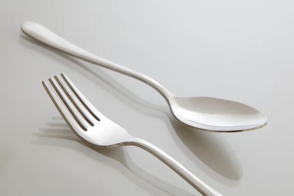 Stock image Silver metal fork and spoon