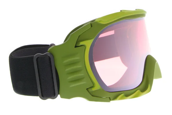 Зеленые лыжные очки моды — стоковое фото