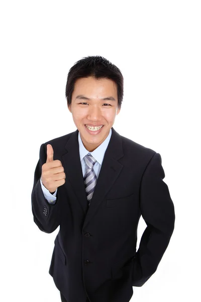 Ung affärsman med liknande eller bra hand gest — Stockfoto