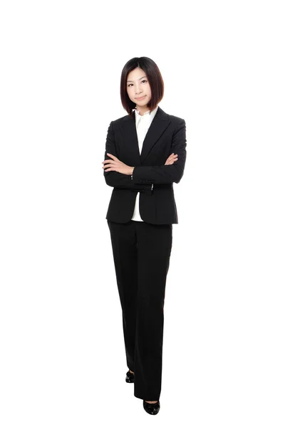 Comprimento total Mulher de negócios confiante sorriso de pé — Fotografia de Stock