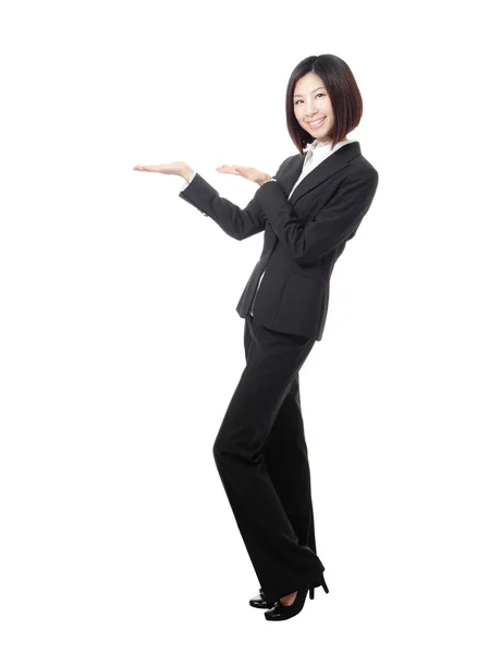 Full length Business woman introducing — Stock Photo, Image