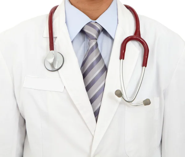 Doktor stetoskop ile giyiyor — Stok fotoğraf