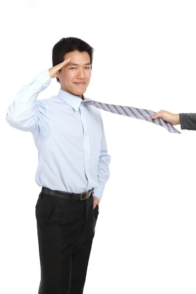 Yes Sir! Business man gives salute — Stock Photo, Image